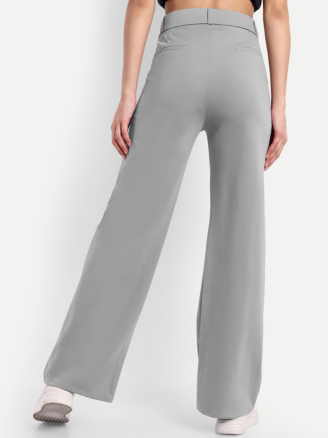 

BROADSTAR Women Smart Loose Fit High-Rise Easy Wash Parallel Trousers, Grey