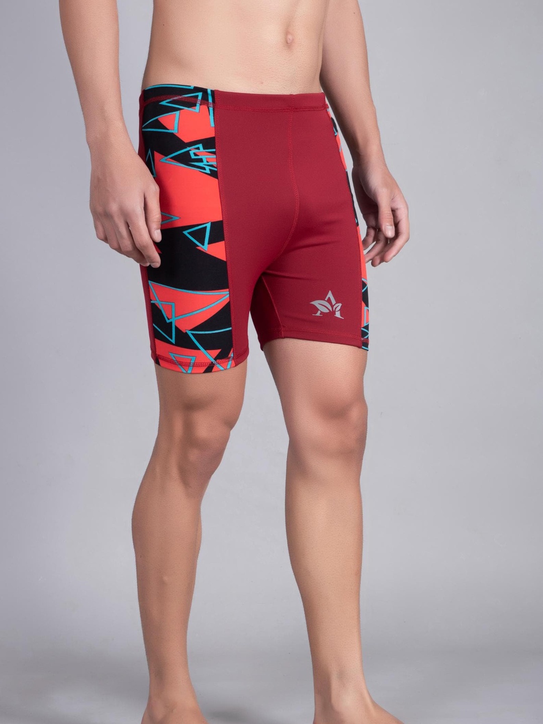 

Apraa & Parma Men Printed Slim-Fit Swim Shorts, Maroon