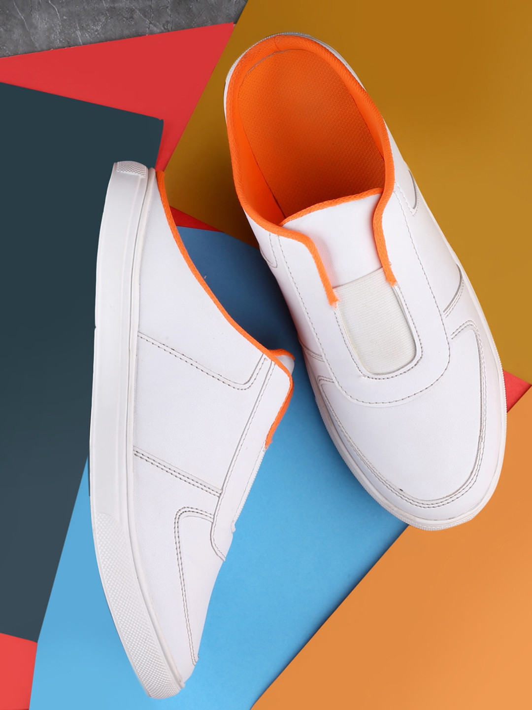 

HAKKEL Men Round Toe Lightweight Mule Sneakers, White