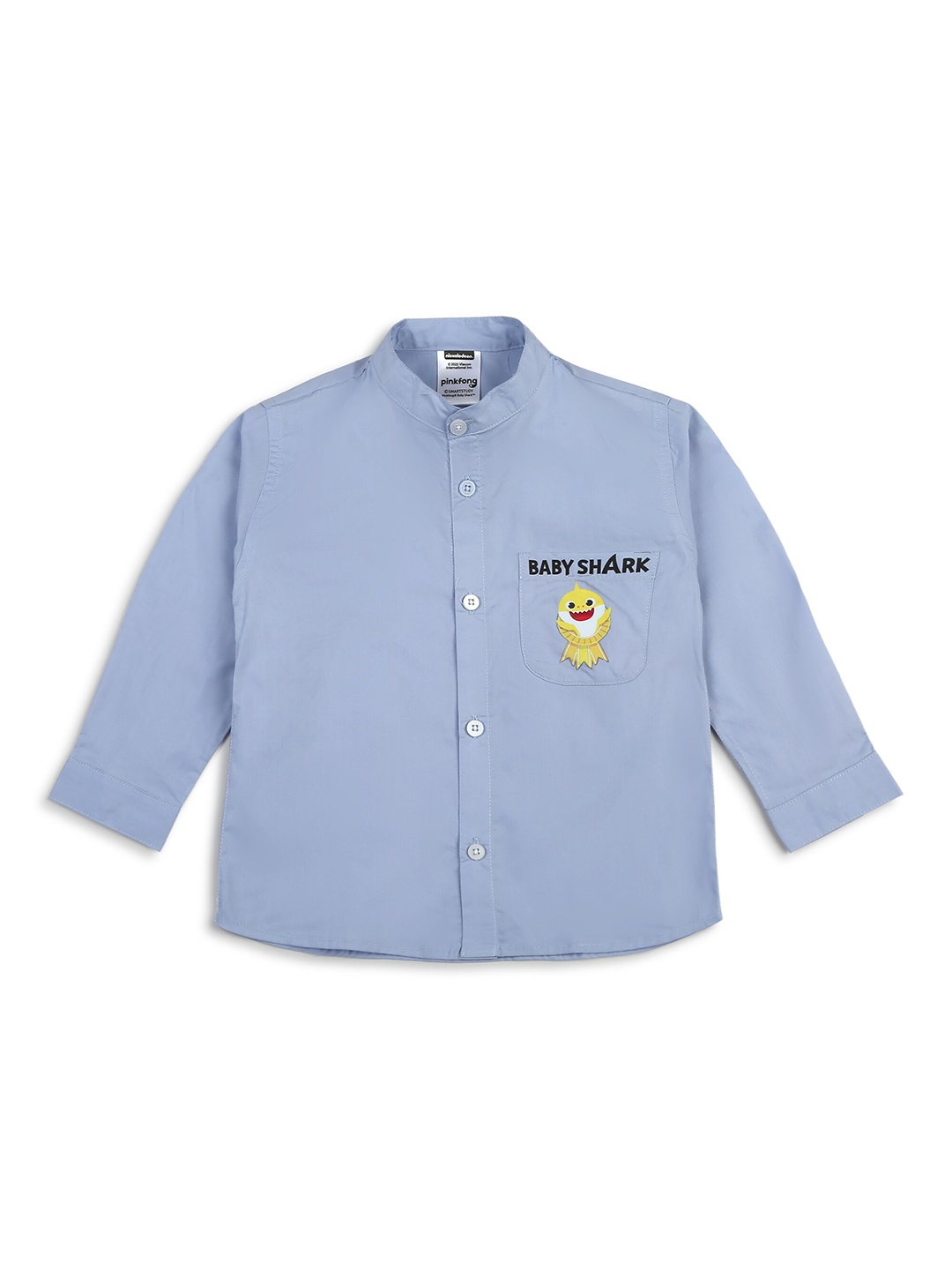 

shopbloom Kids Mandarin Collar Cotton Casual Shirt, Blue