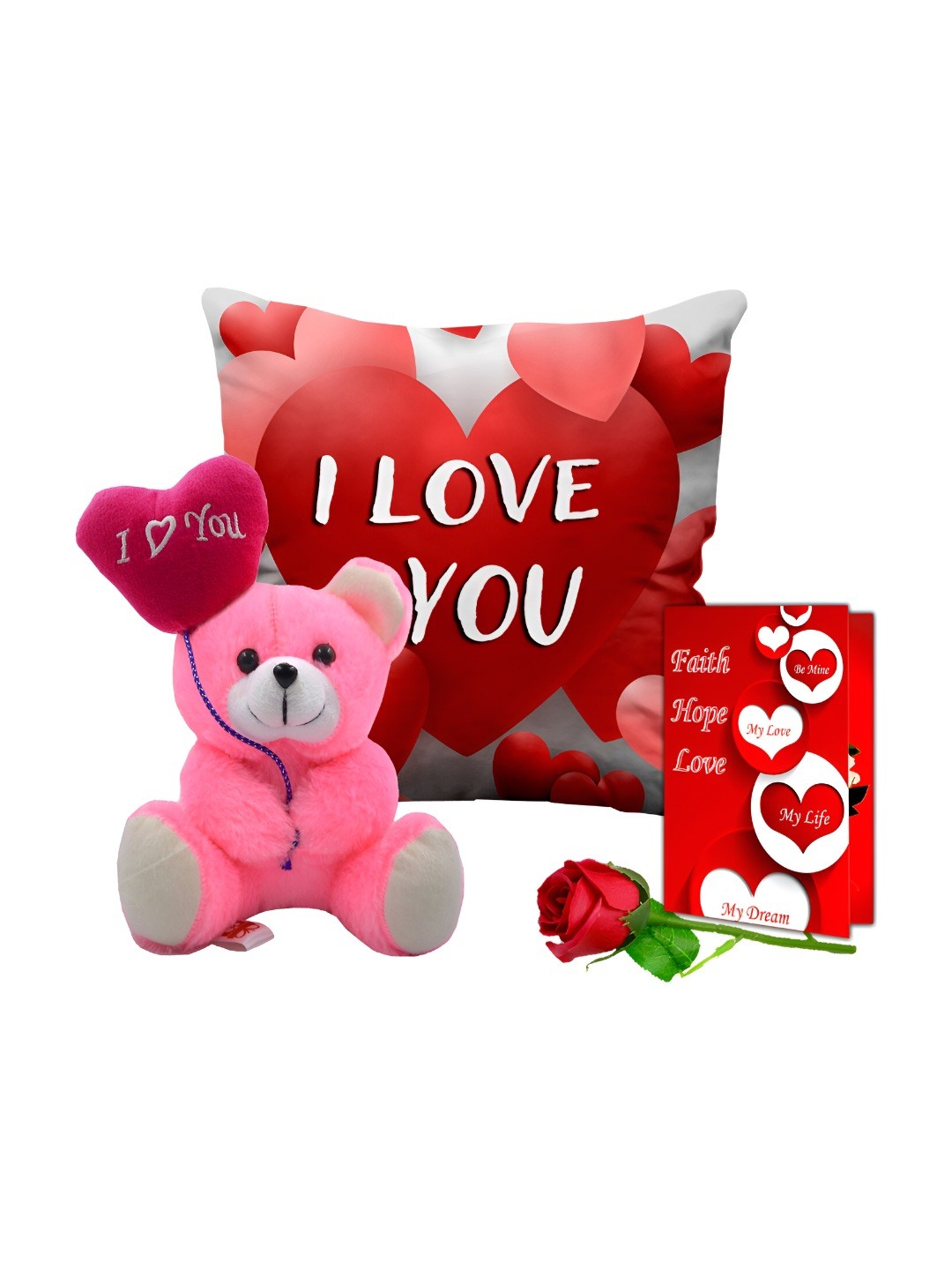 

ME & YOU Red & White 4 Pieces Ceramic Printed Home Gift Set