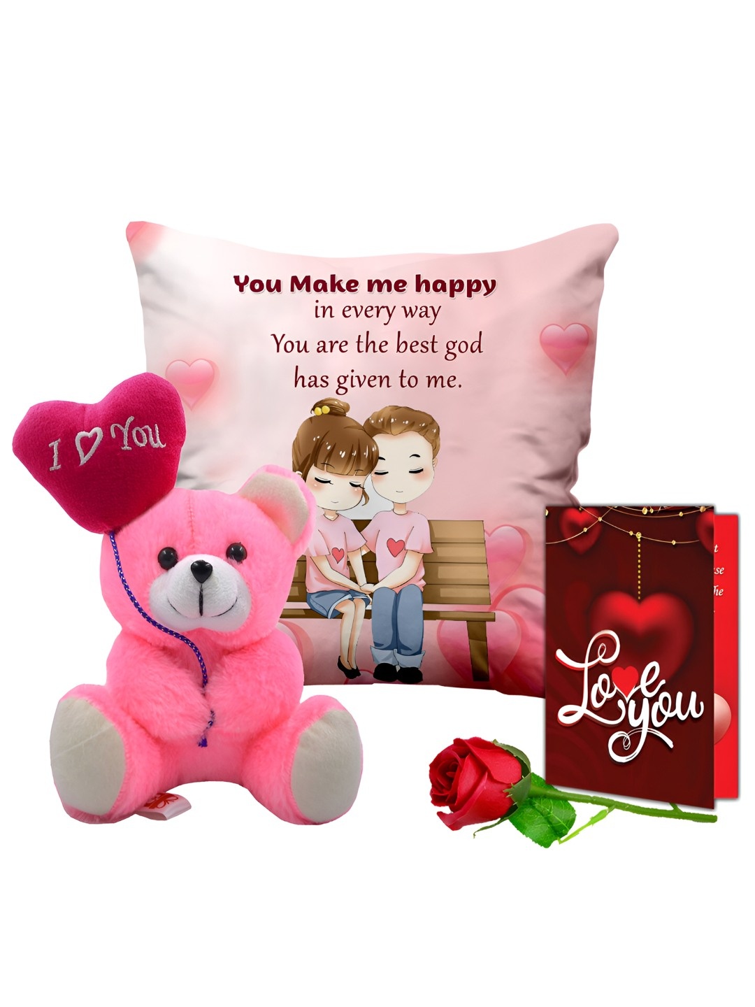 

ME & YOU 4 Pieces Pink & Red Rose Doll & Cushion Valentine's Gift