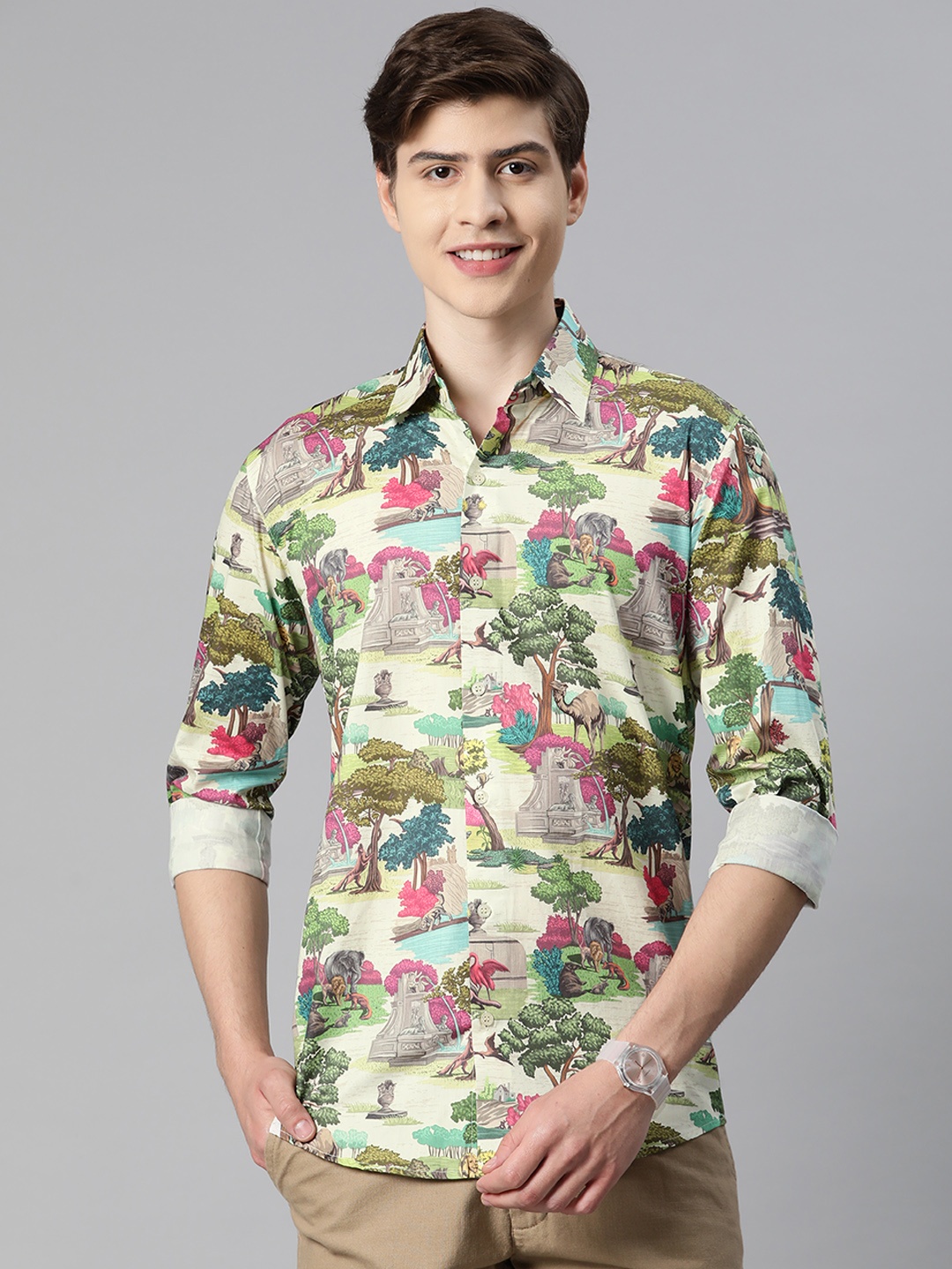

Monsui Men Classic Printed Casual Shirt, Multi