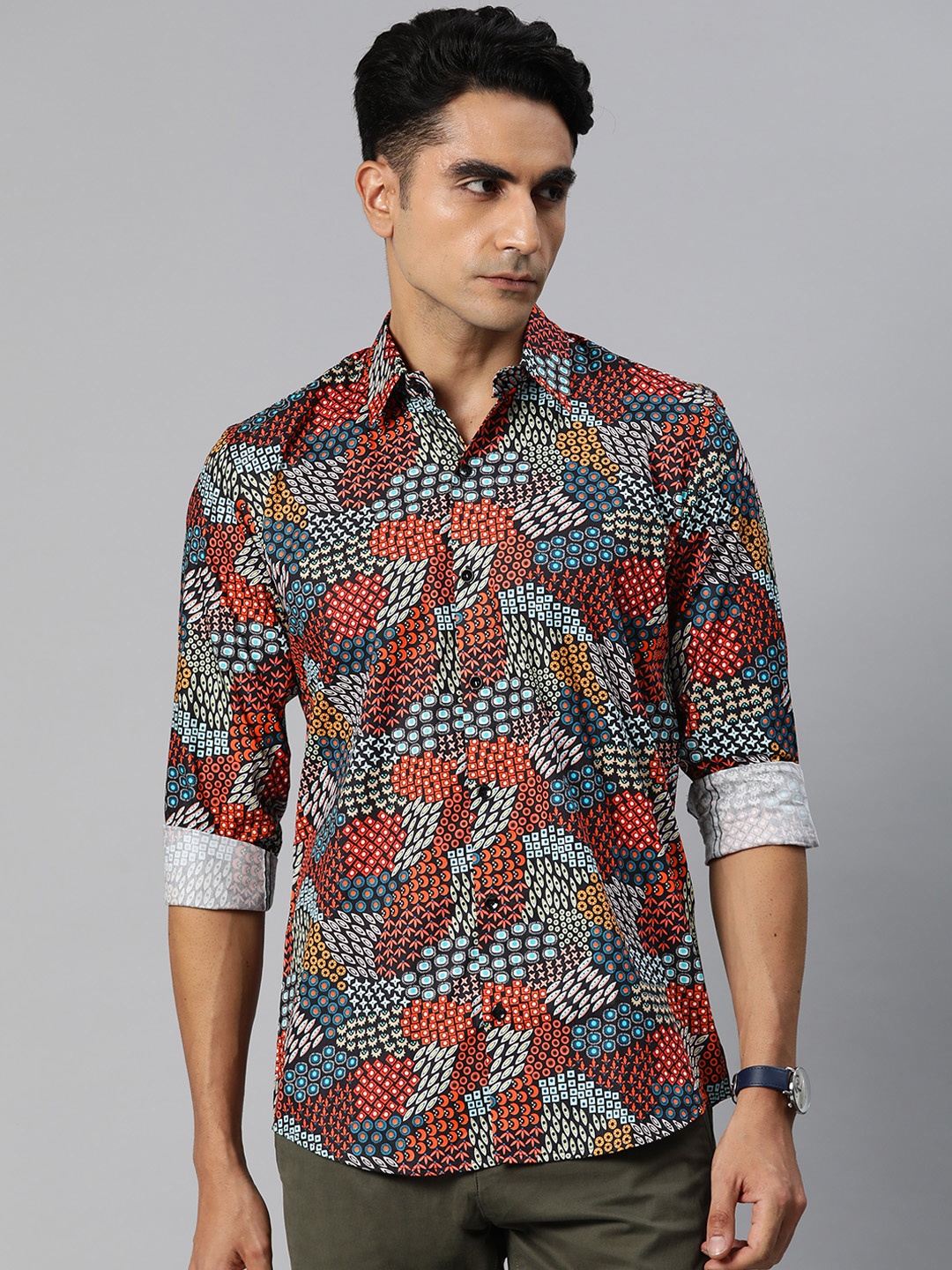 

Monsui Men Classic Opaque Printed Casual Shirt, Multi