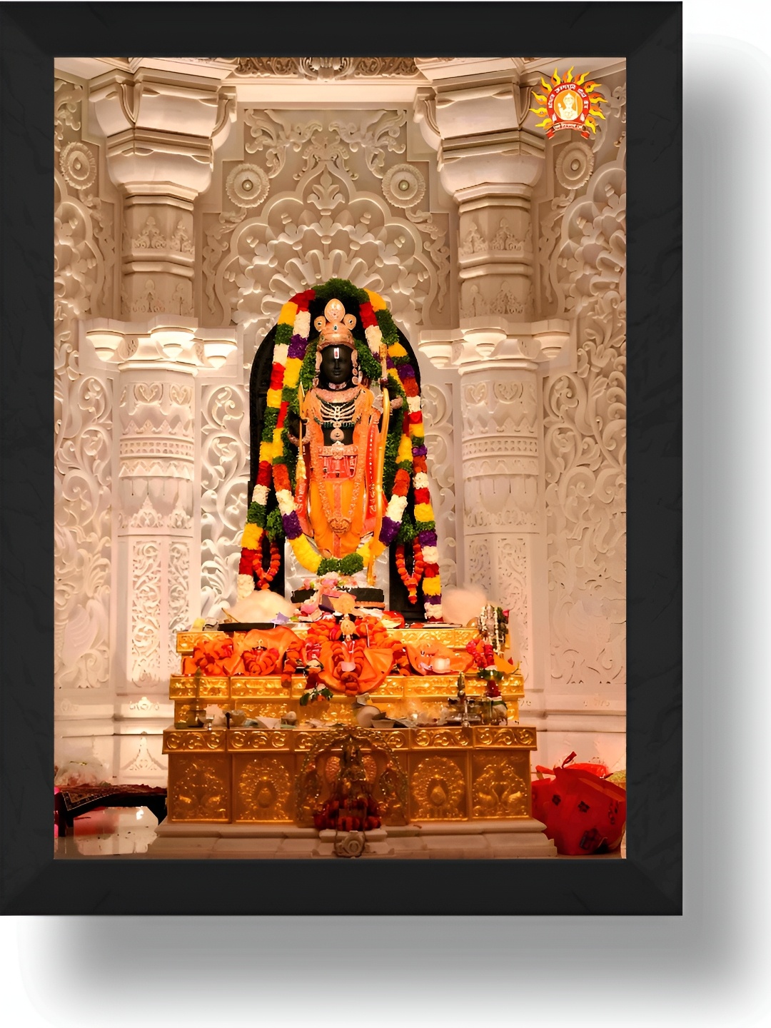 

SAF Beige & Orange Religious Ram Lalla Ayodhya Wall Paintings