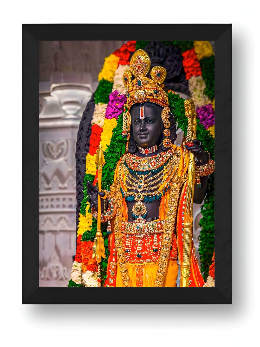 

SAF Orange & Black Religious Ram Lalla Ayodhya Wall Paintings