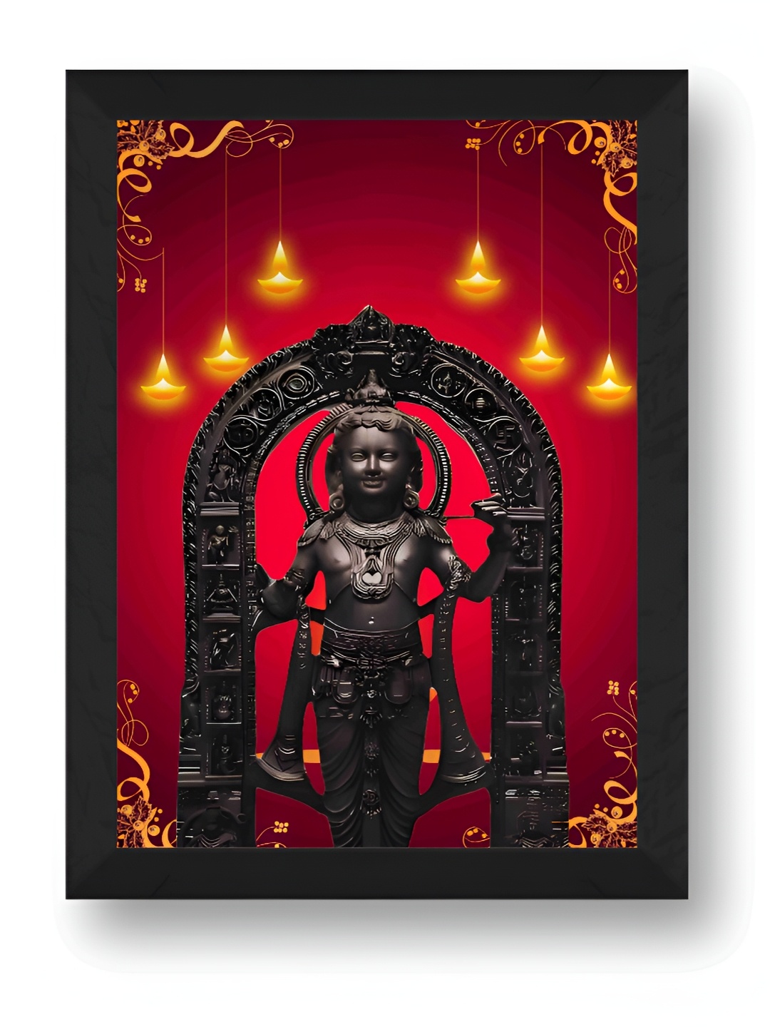 

SAF Black & Red Religious Ram Lalla Ayodhya Wall Paintings