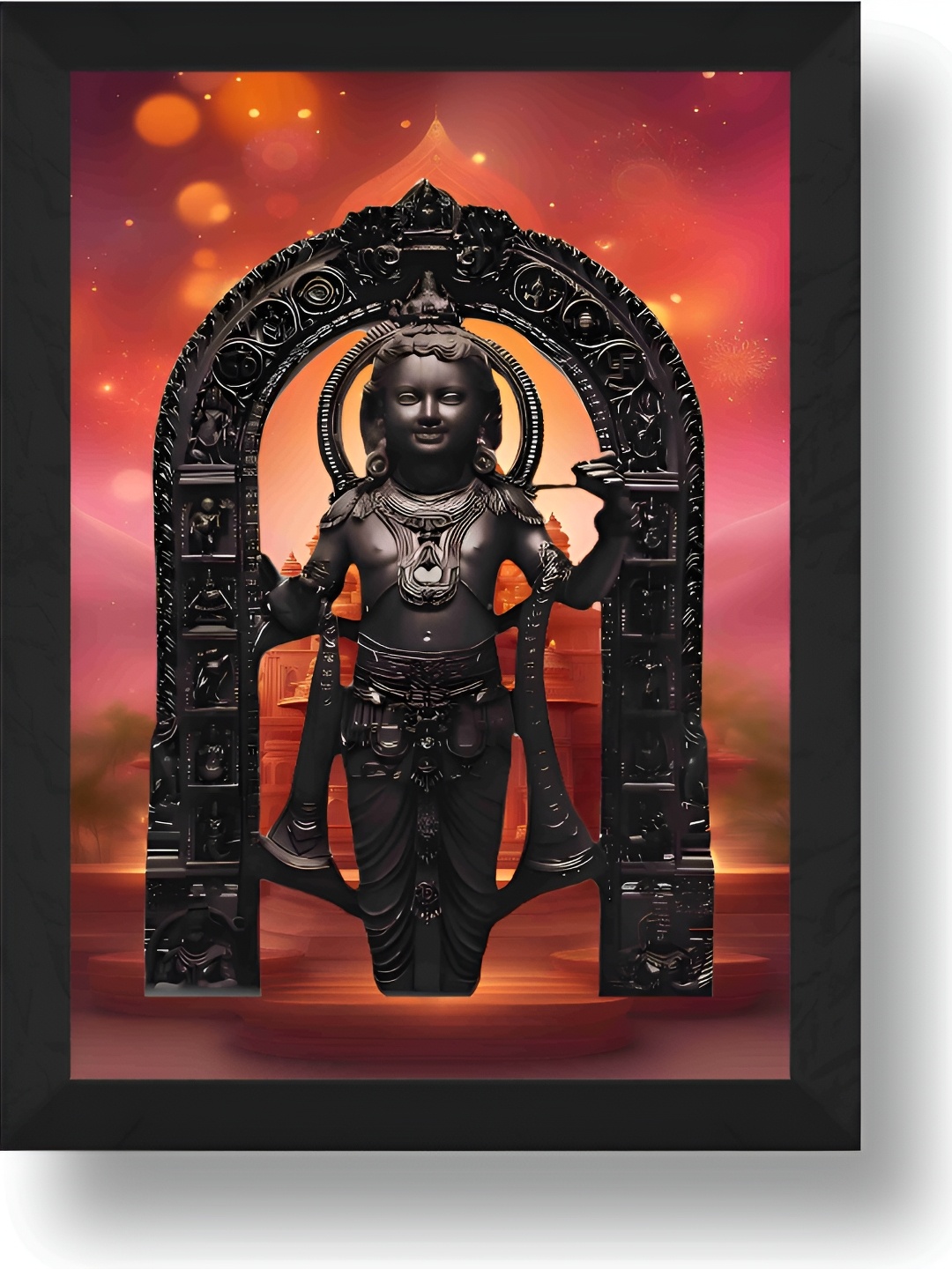 

SAF Black & Red Religious Ram Lalla Ayodhya Wall Paintings