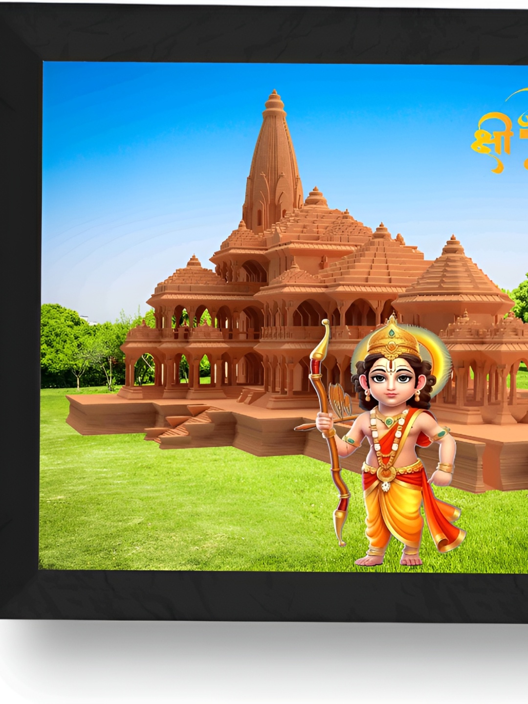 

SAF Green & Blue Religious Ram Mandir Ayodhya Wall Paintings