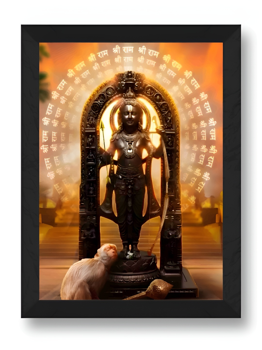 

SAF Beige & Black Religious Ram Lalla Ayodhya Idol Wall Paintings