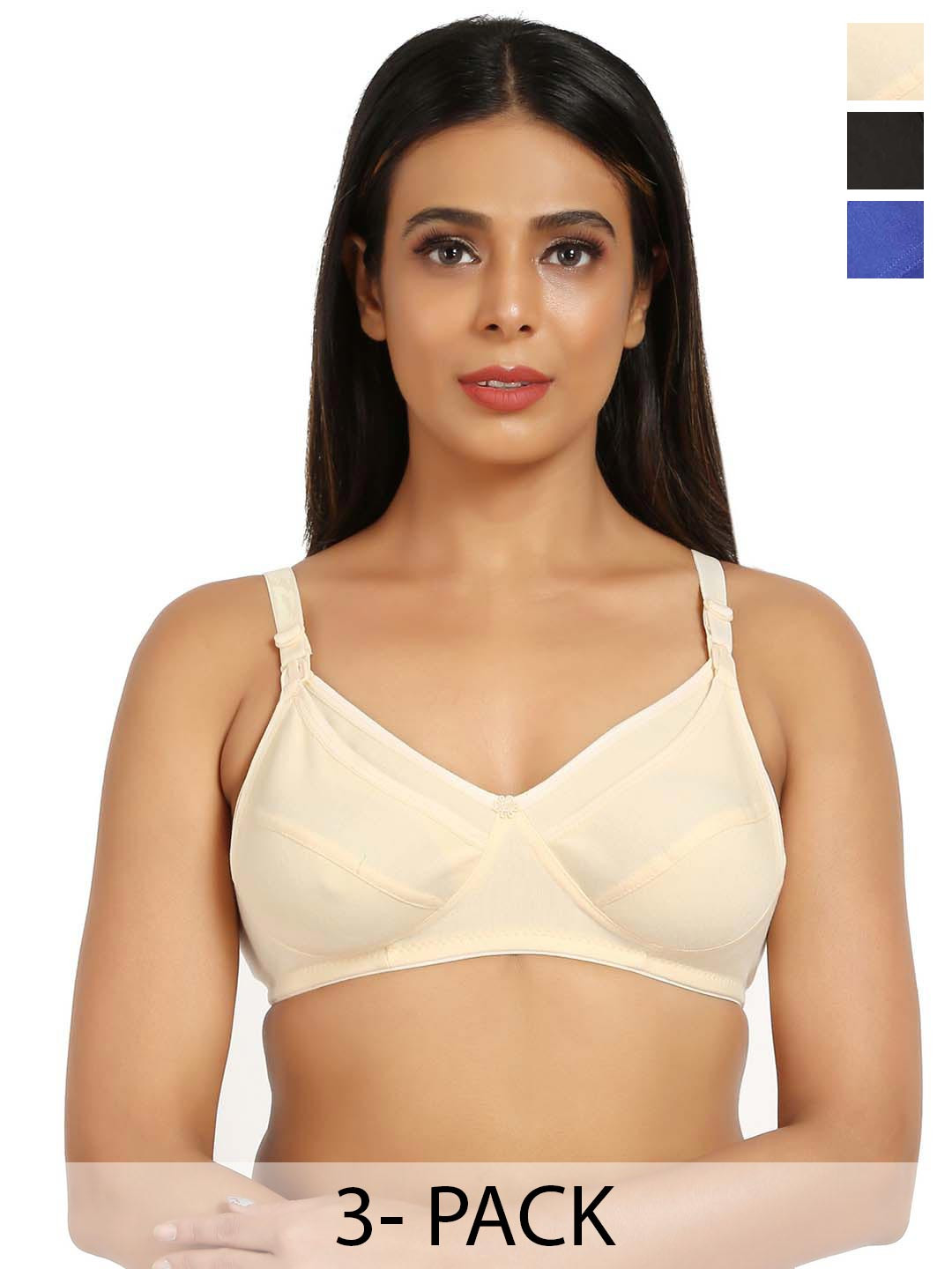 

Mine4Nine Pack Of 3 Maternity Full Coverage Cotton Bra, Blue