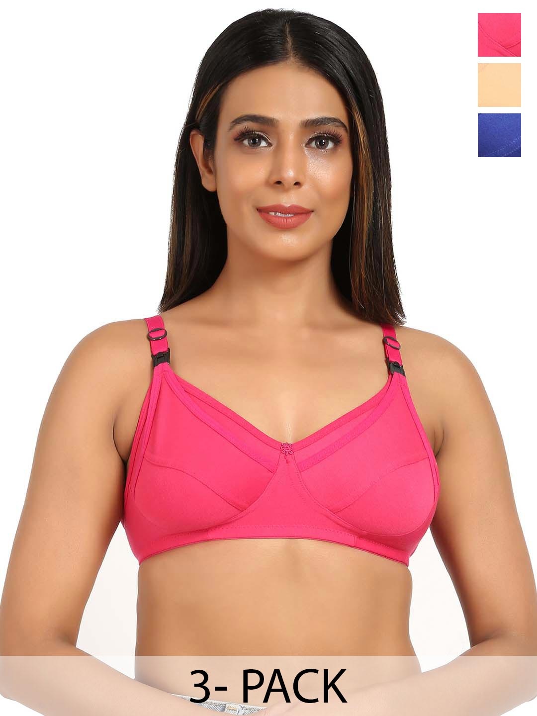 

Mine4Nine Pack Of 3 Maternity Full Coverage Cotton Bra, Blue