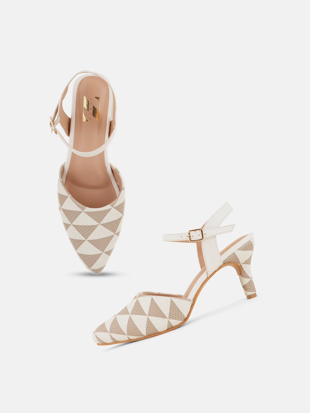

ZENVO Printed Slim Heels, Beige