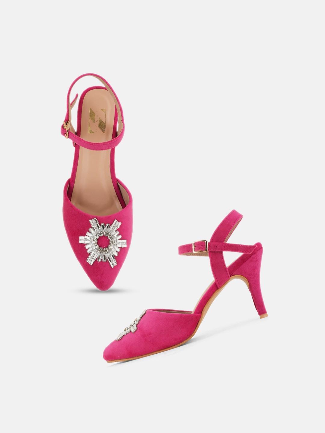 

ZENVO Embellished Detail Slim Heeled Pumps, Pink