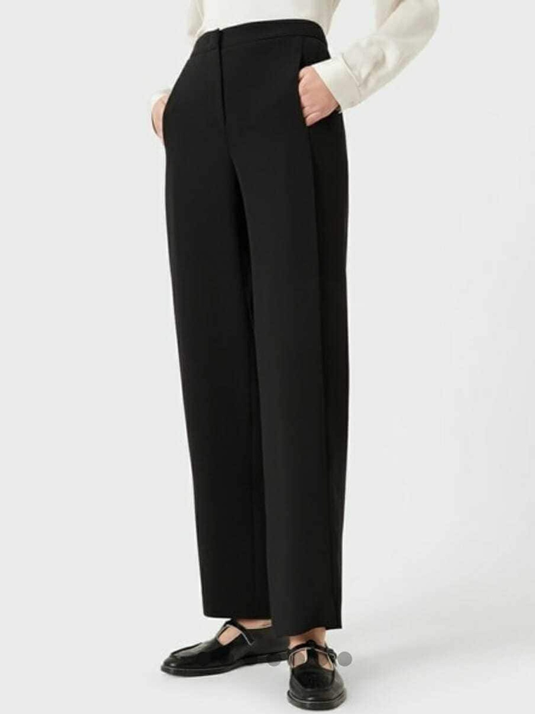 

Next One Women Smart Loose Fit High-Rise Easy Wash Trousers, Black