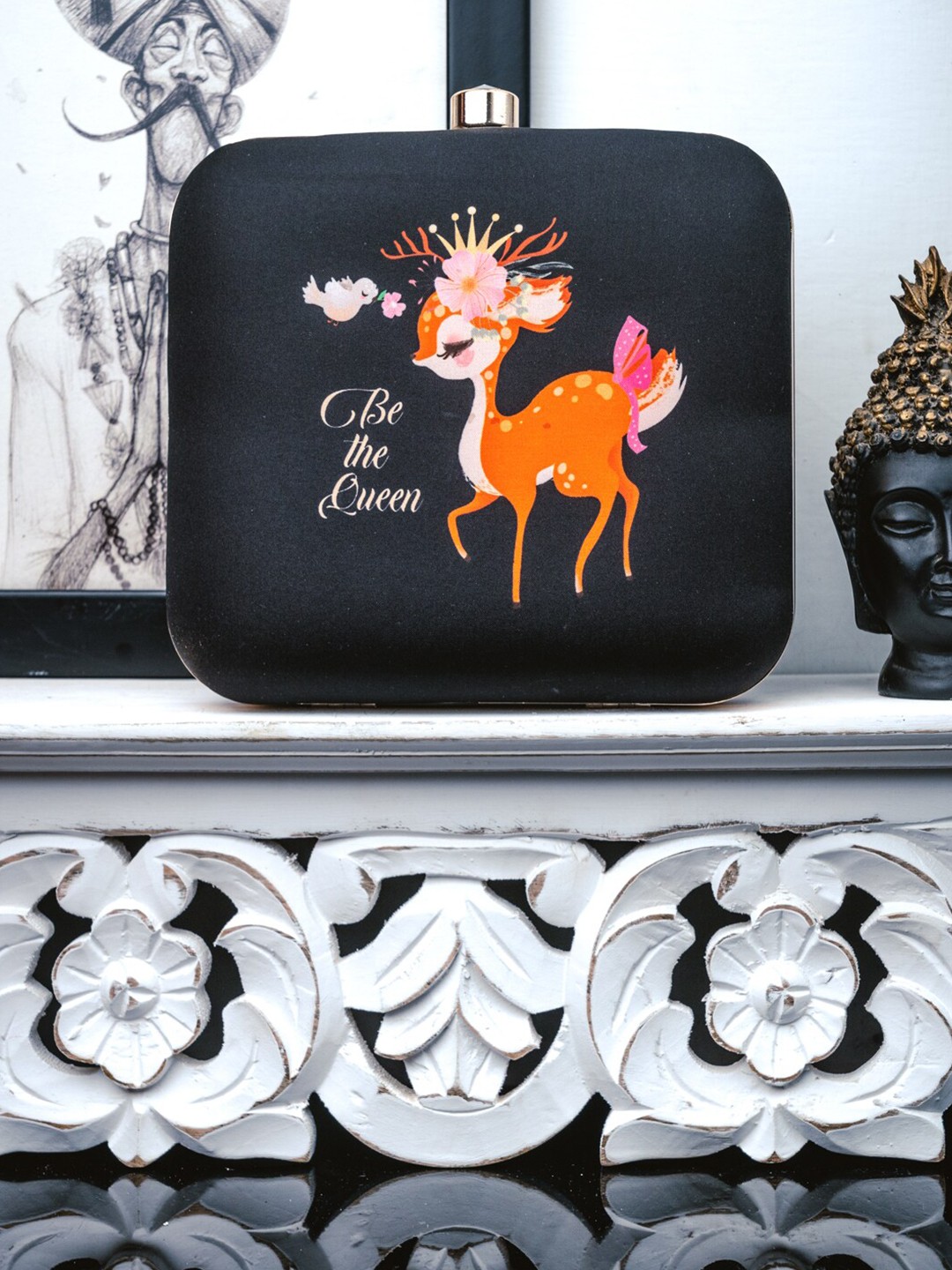 

Anouk Printed Box Clutch, Black
