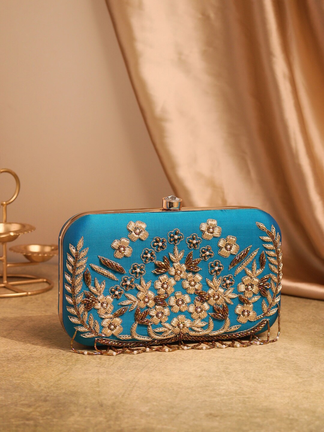 

Anouk Blue Embellished Box Clutch