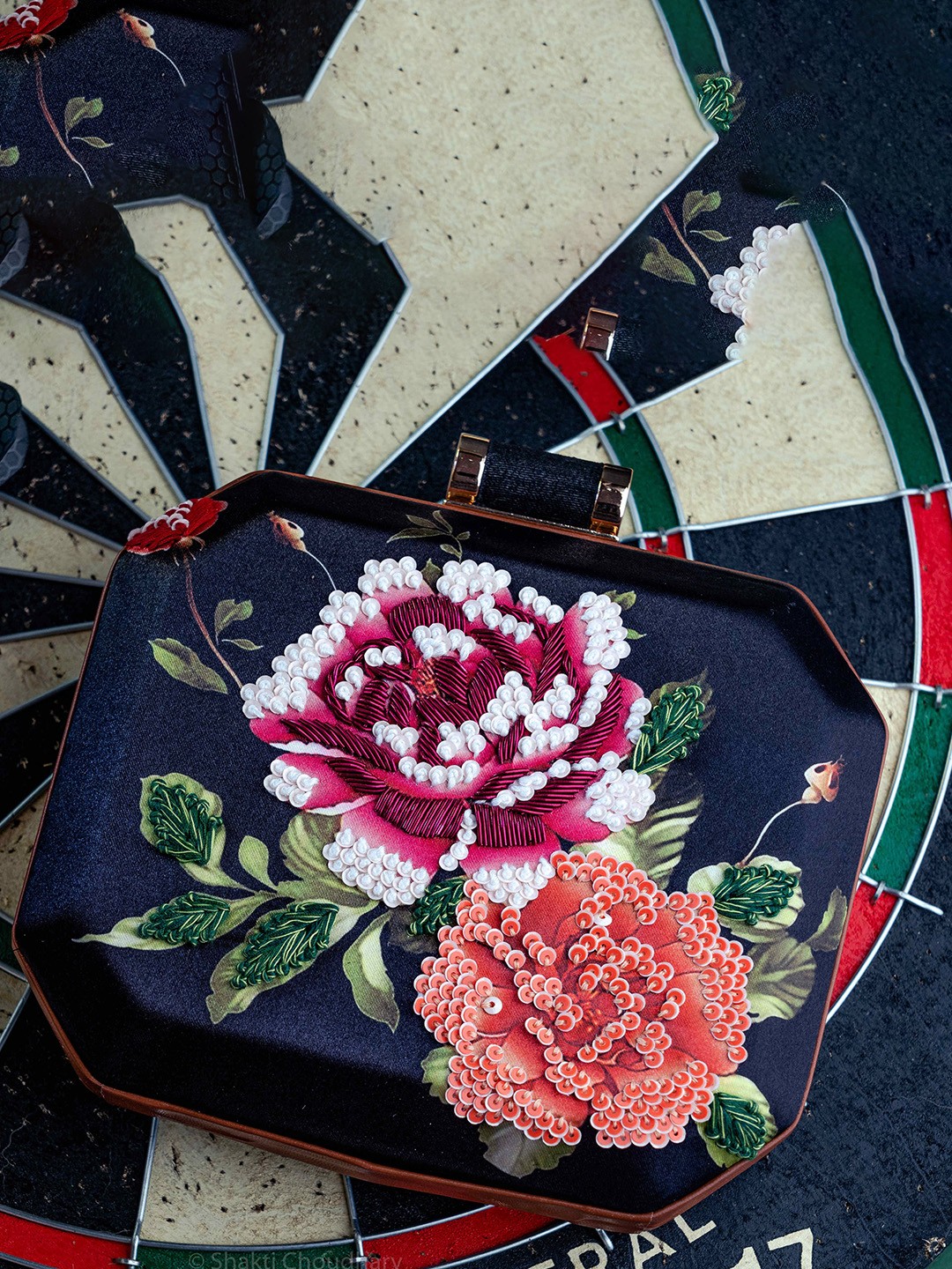

Anouk Navy Blue Floral Embroidered Sequinned Box Clutch
