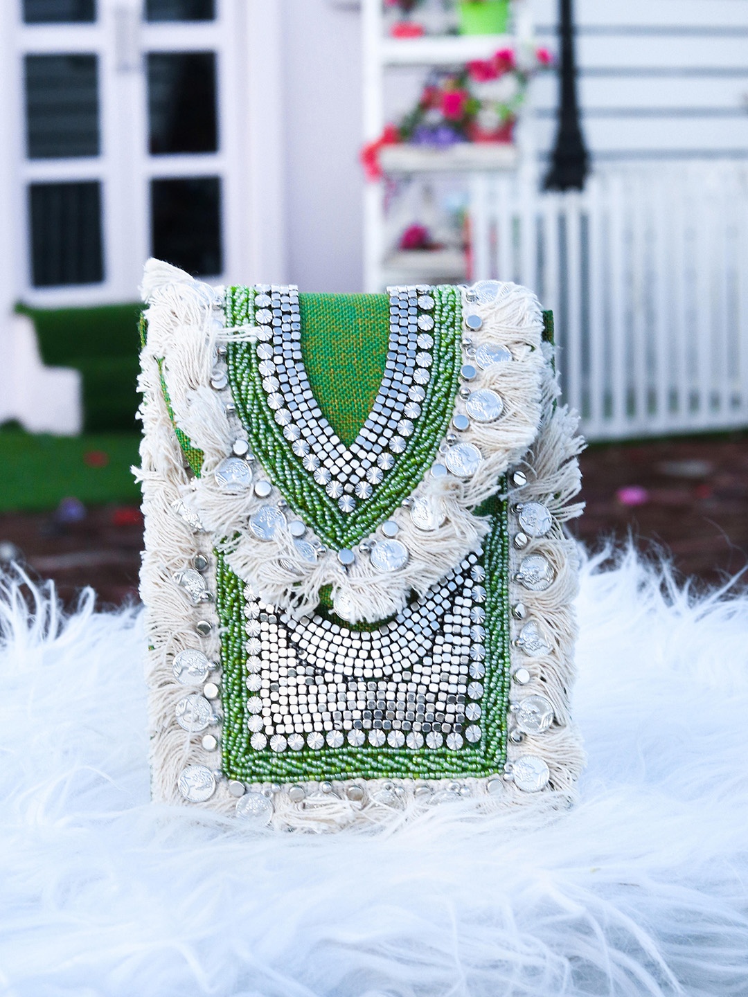 

Anouk Green Embellished Purse Clutch