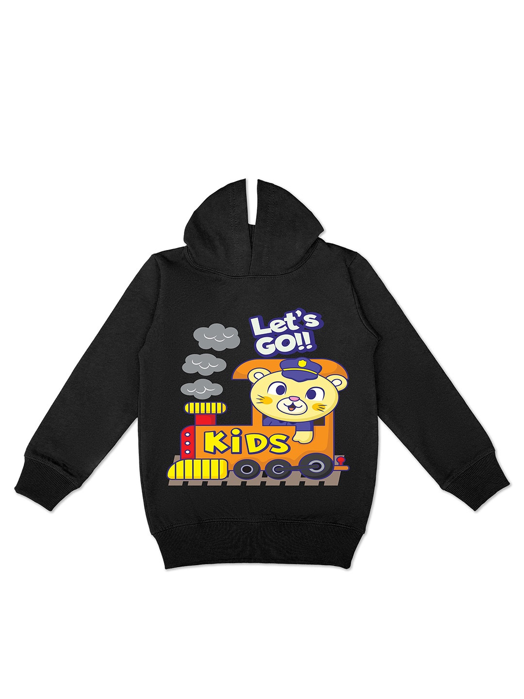 

HERE&NOW Black Boys Conversational Printed Pullover Hood Fleece Pullover Sweatshirt