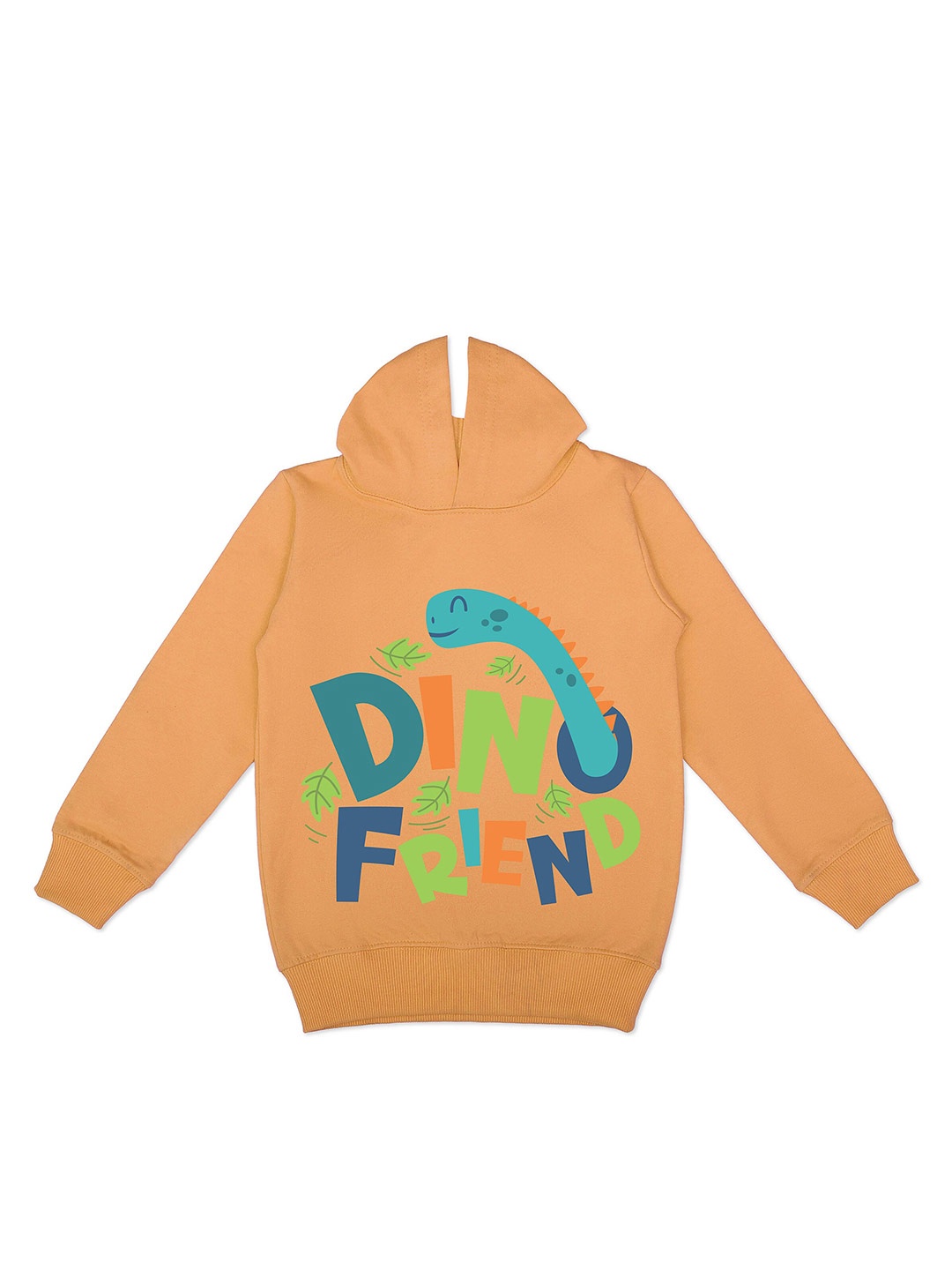 

HERE&NOW Mustard Yellow Boys Typography Printed Fleece Hood Pullover Sweatshirt