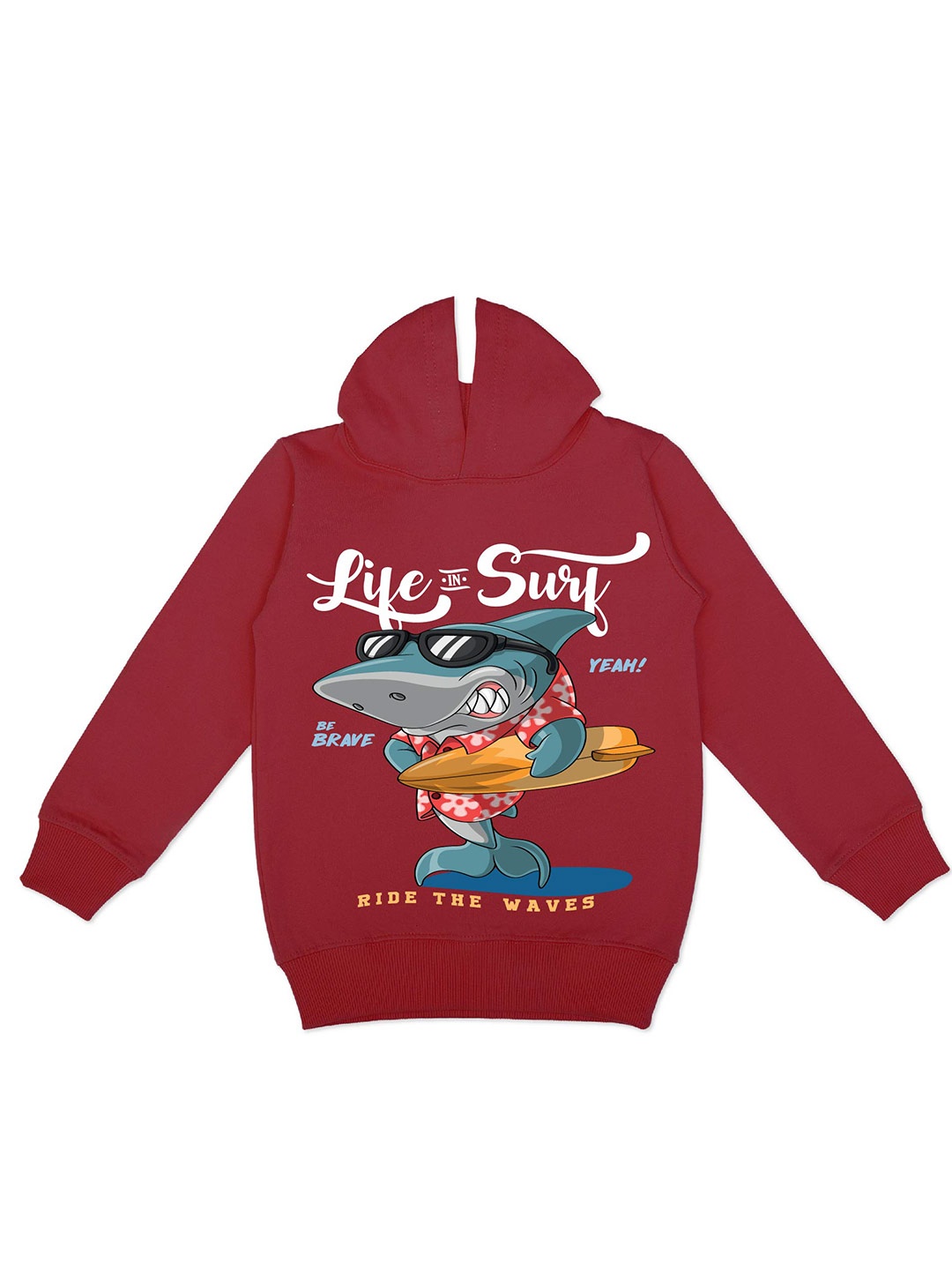 

HERE&NOW Maroon Boys Graphic Printed Fleece Hood Pullover Sweatshirt