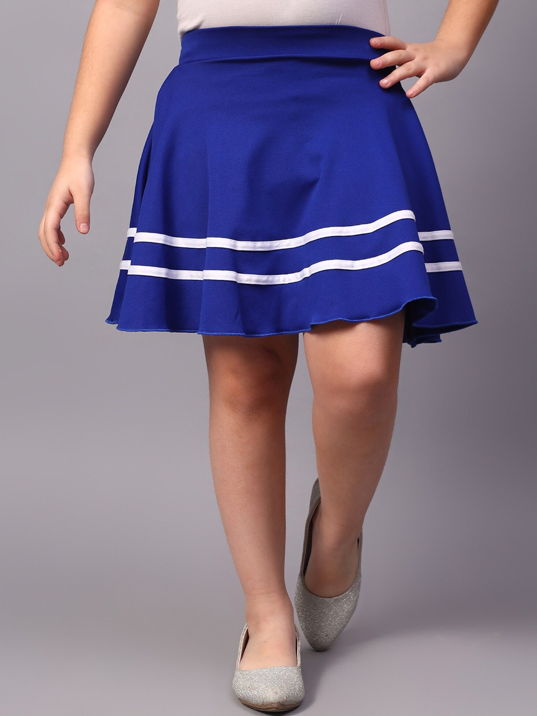 

BAESD Girls Striped Flared Skirt With Attached Shorts, Blue