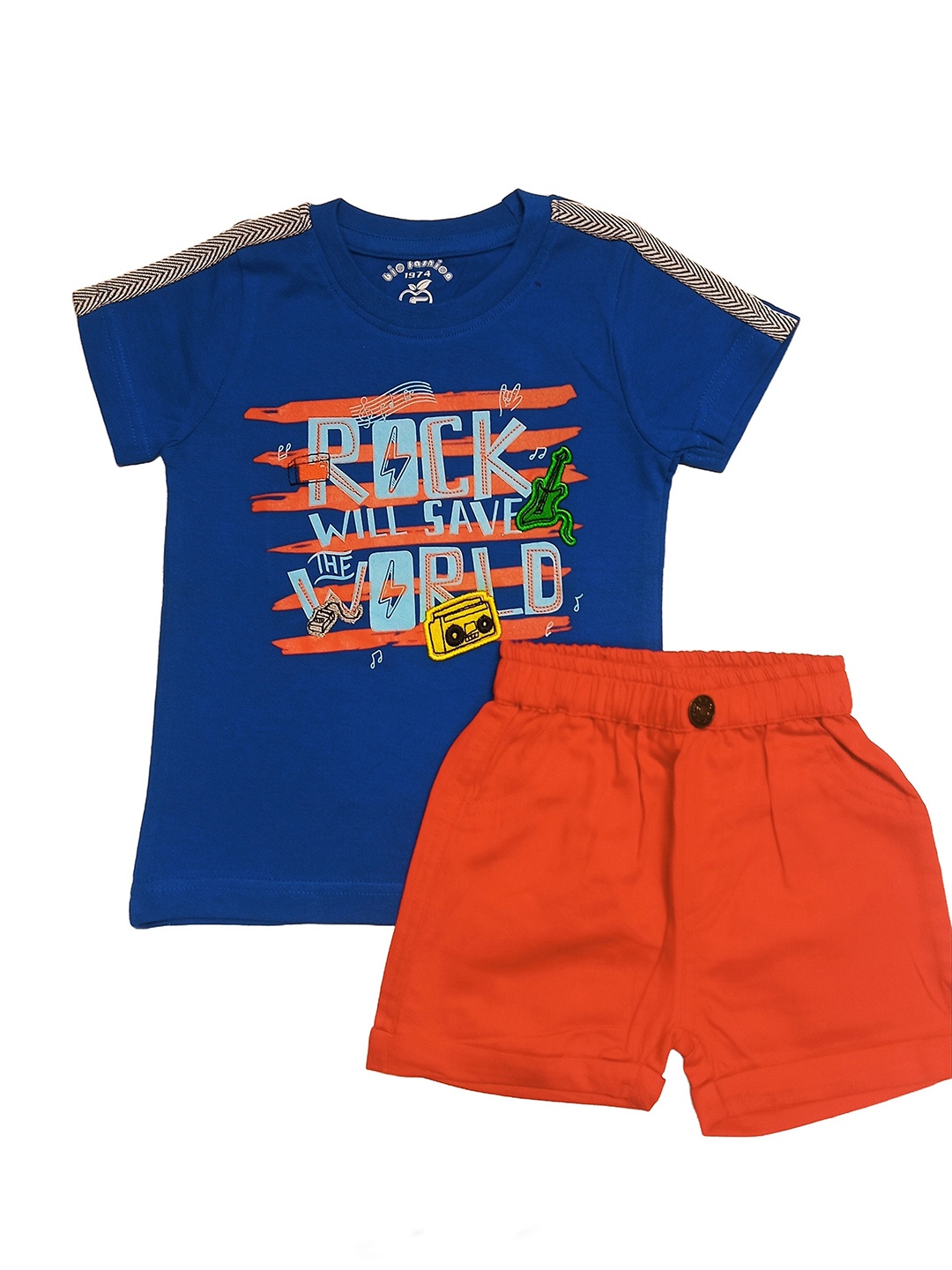 

BAESD Boys Printed Pure Cotton T-shirt With Shorts, Blue