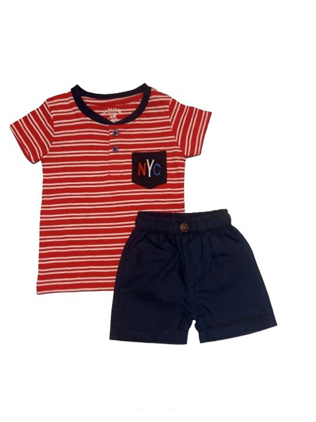 

BAESD Infant Boys Striped Pure Cotton T-shirt with Shorts, Red
