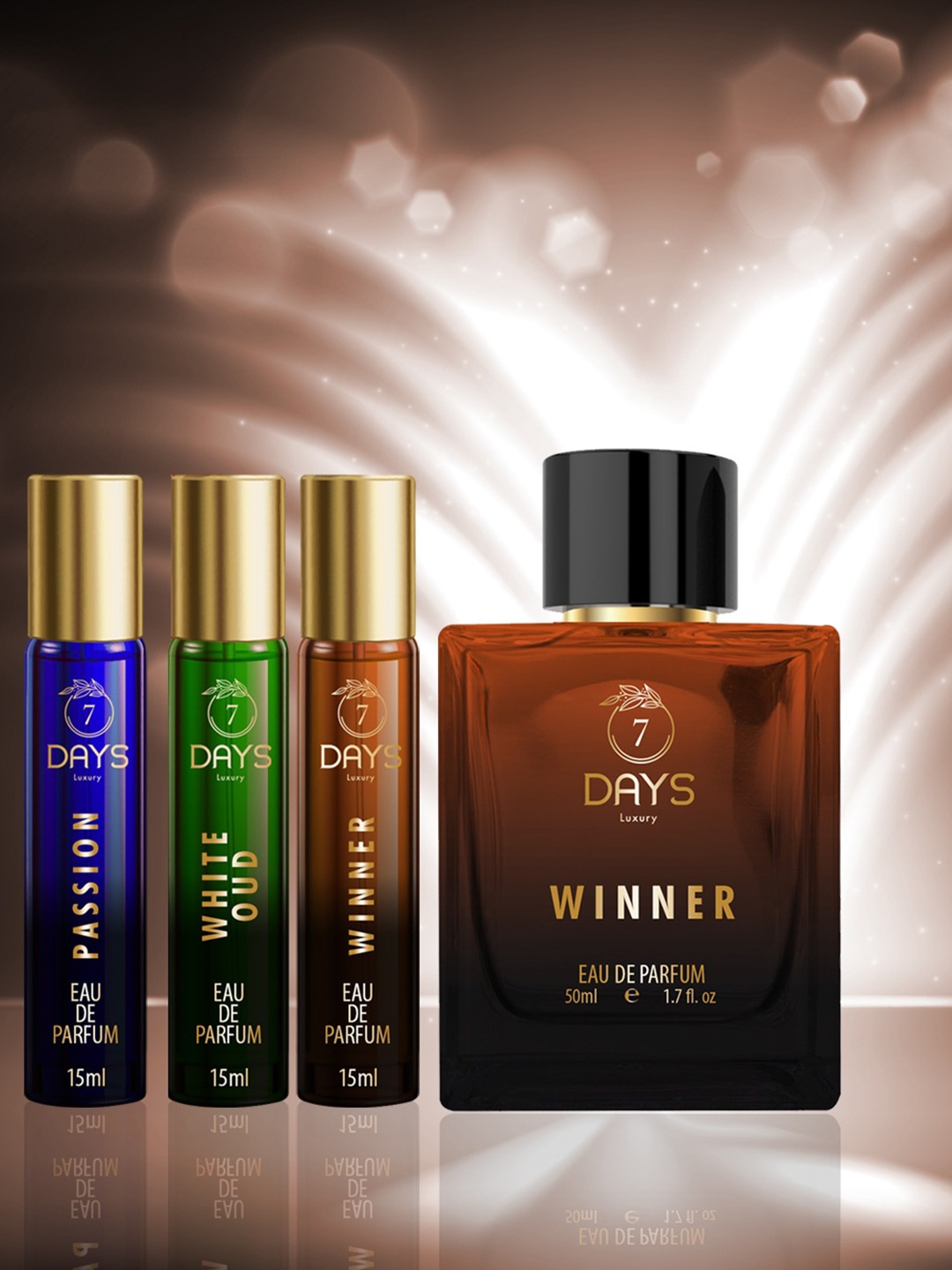 

7 DAYS White Oud-Passion & Winner 4-Pcs Long Lasting Eau De Parfum - 95ml, Tan