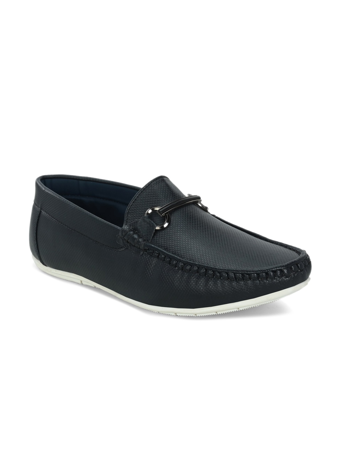 

Azzaro Black Men Lightweight Horsebit Loafers, Blue