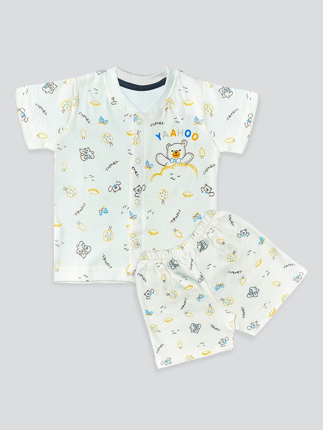 

BAESD Infants Printed Pure Cotton T-shirt With Shorts, Cream