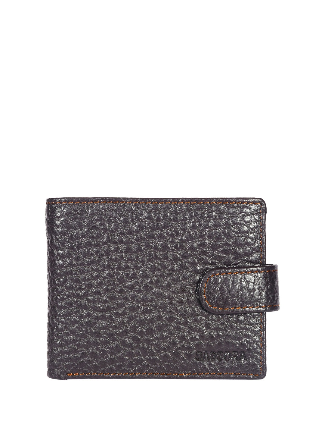 

Sassora Men Textured Leather Rfid Two Fold Wallet, Brown