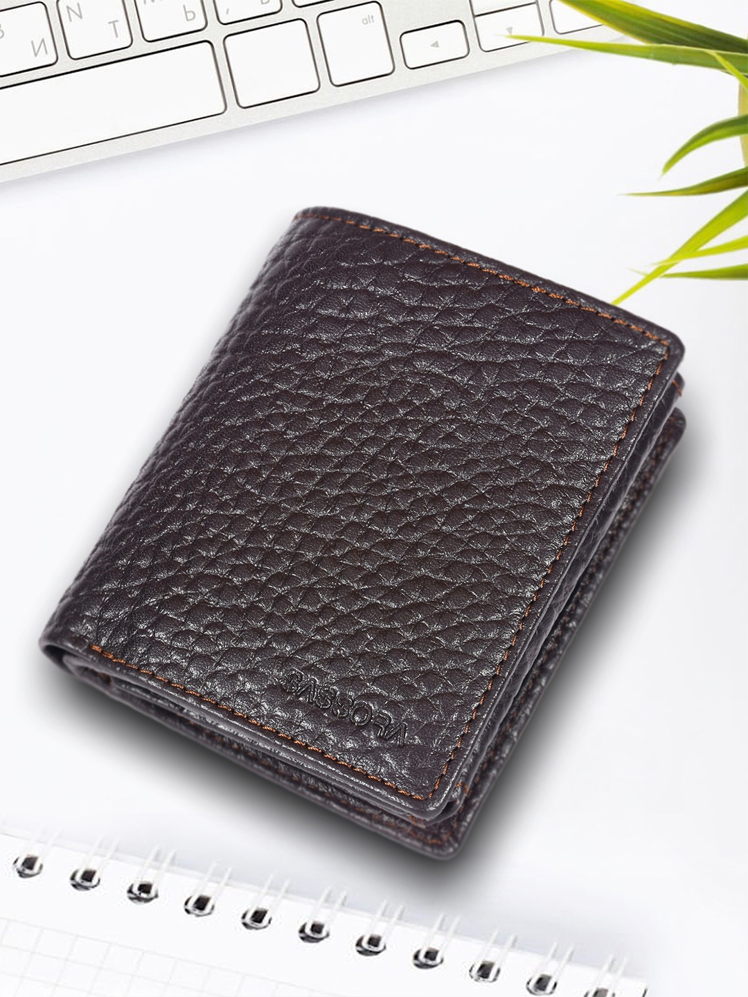 

Sassora Men Textured RFID Leather Two Fold Wallet, Brown