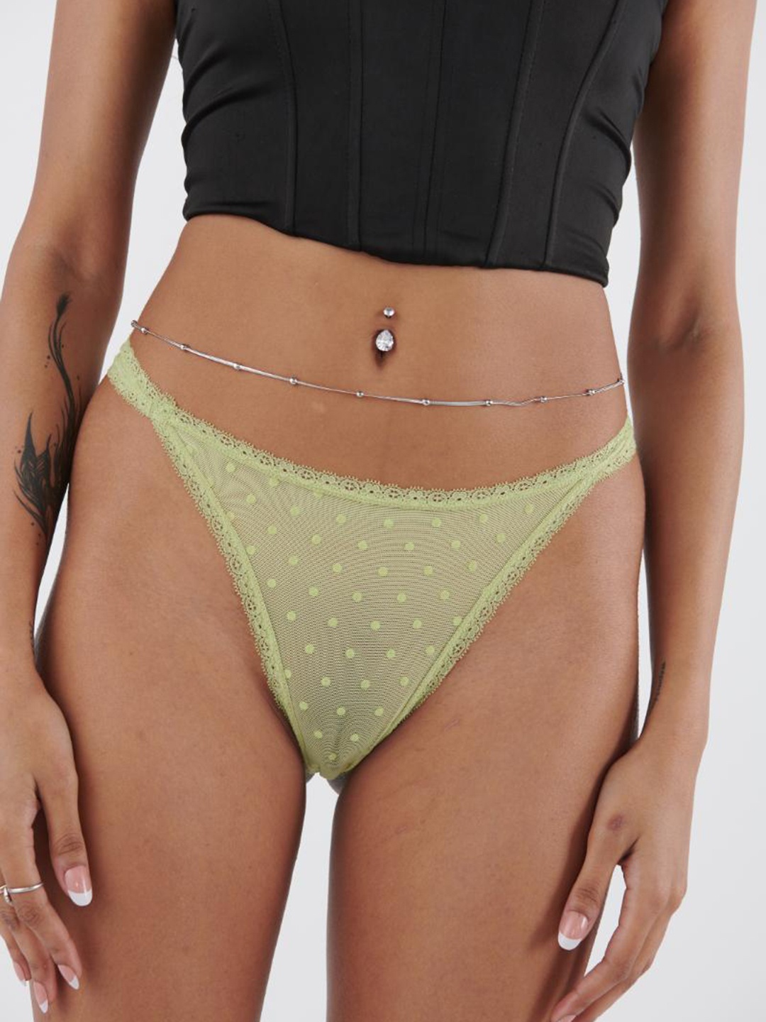 

Big Little Lemons Self-Design Low-Rise Lace Thong Brief BLLT200-XS, Yellow