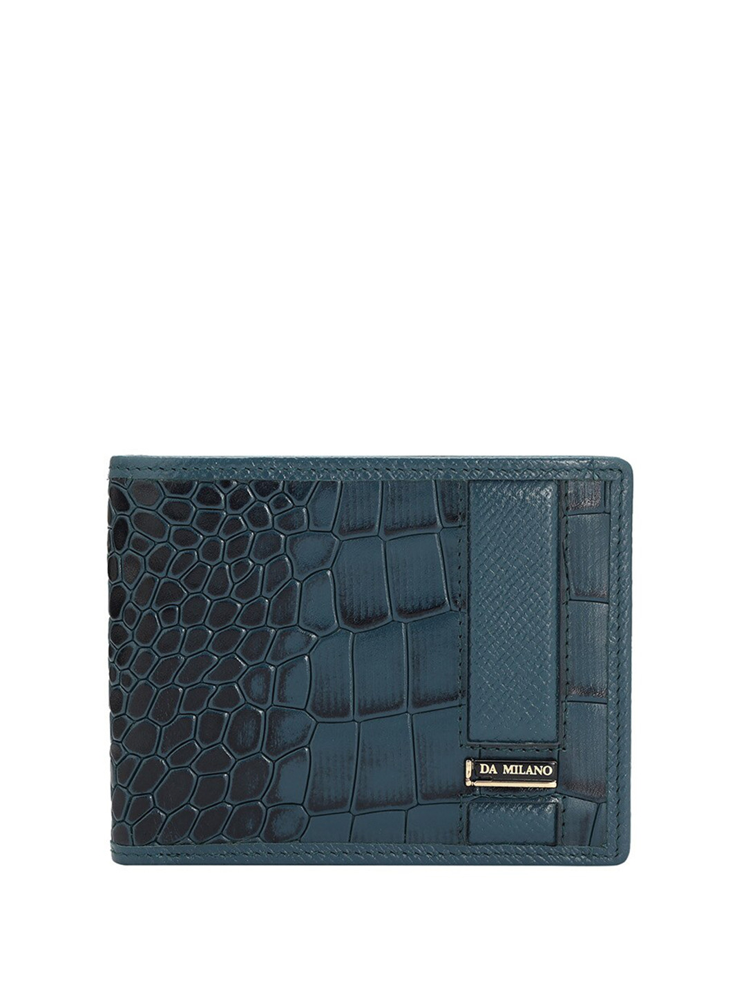 

Da Milano Men Textured Leather Two Fold Wallet, Blue