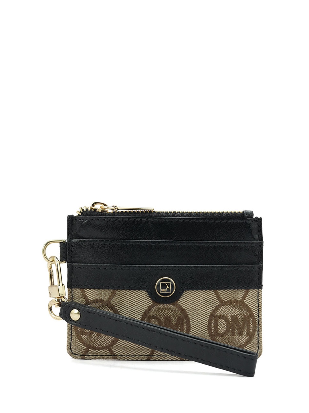 Da Milano Men Brand Logo Printed Leather Card Holder, Brown