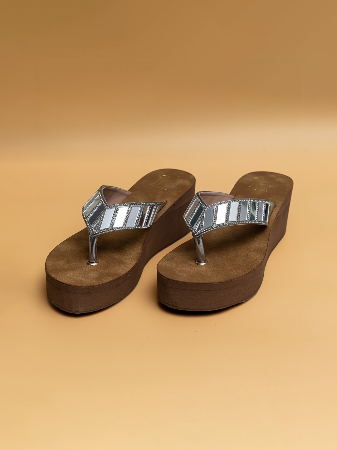 

Dapper Feet-Fancy Nancy Embellished Wedge Heels, Silver