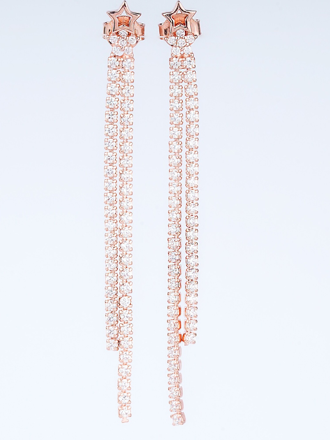 

925 SILLER Rhodium-Plated Sterling Silver Threader Drop Earrings, Rose gold