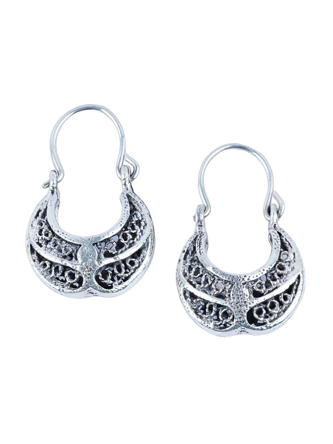

925 SILLER Sterling Silver Rhodium-Plated Contemporary Chandbalis