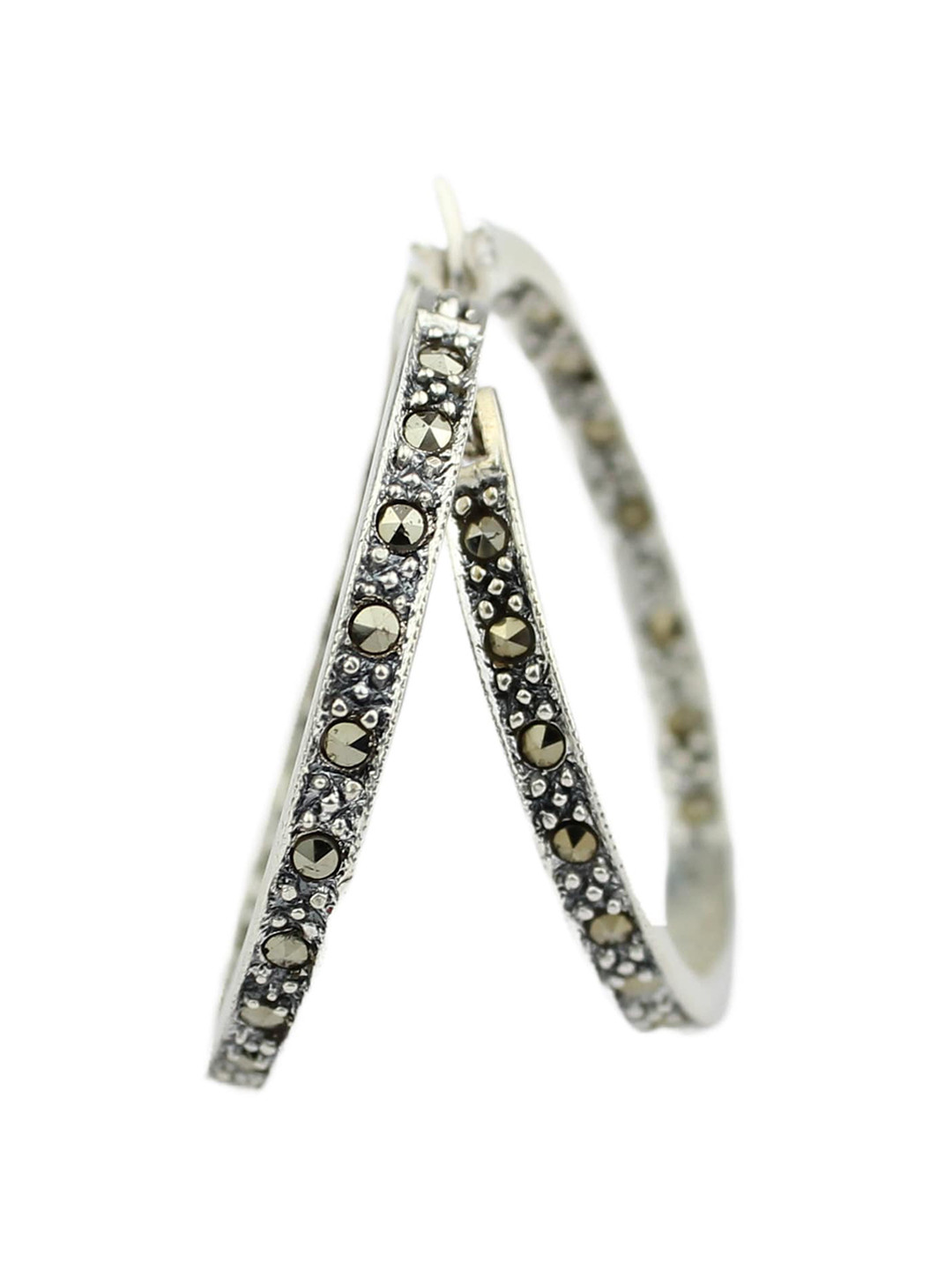 

925 SILLER 925 Pure Silver C Shape Hoops With Back Screw