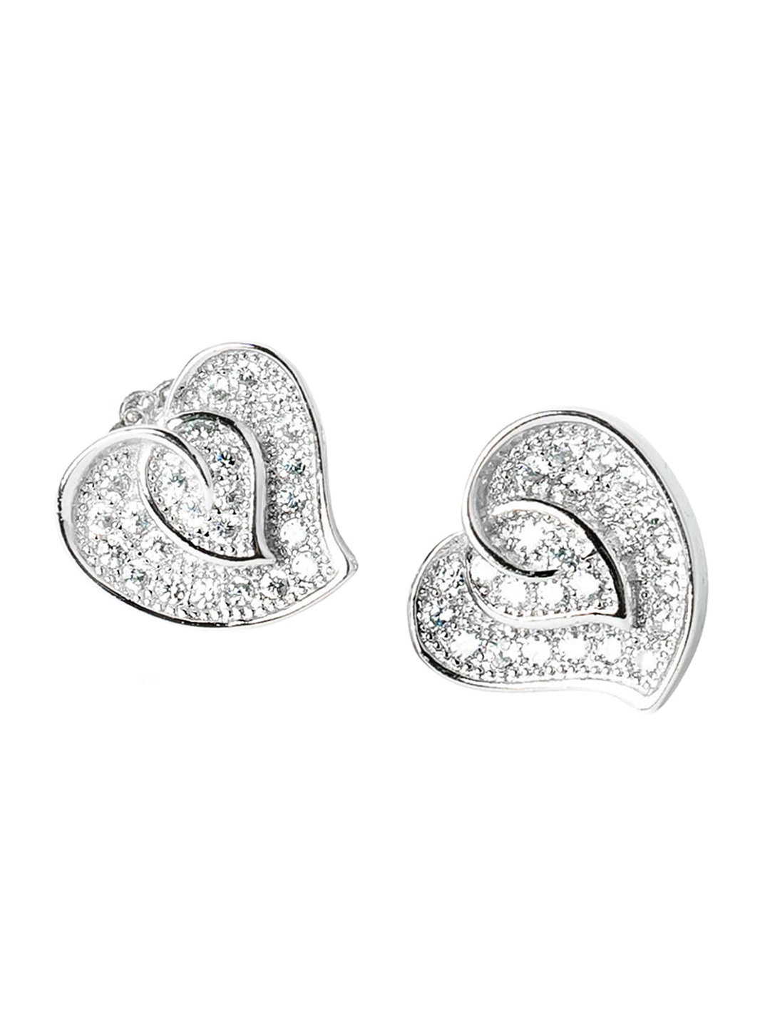 

925 SILLER 925 Pure Silver Heart Shape Elegant Studs