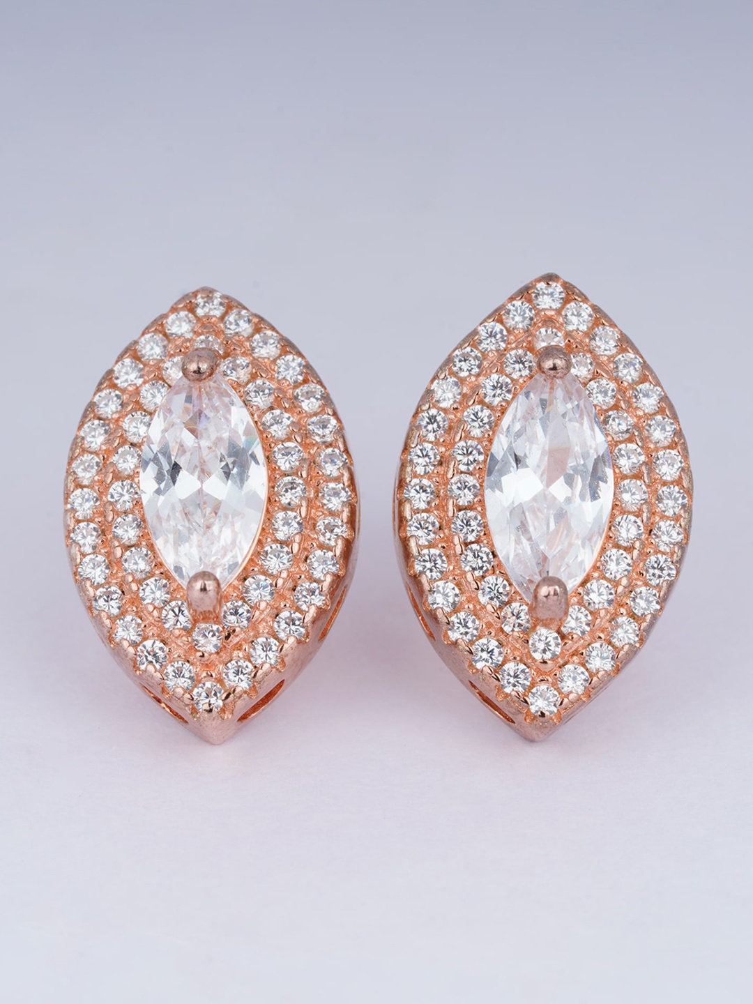 

925 SILLER Pure Silver Rhodium-Plated Contemporary Studs Earrings, Rose gold