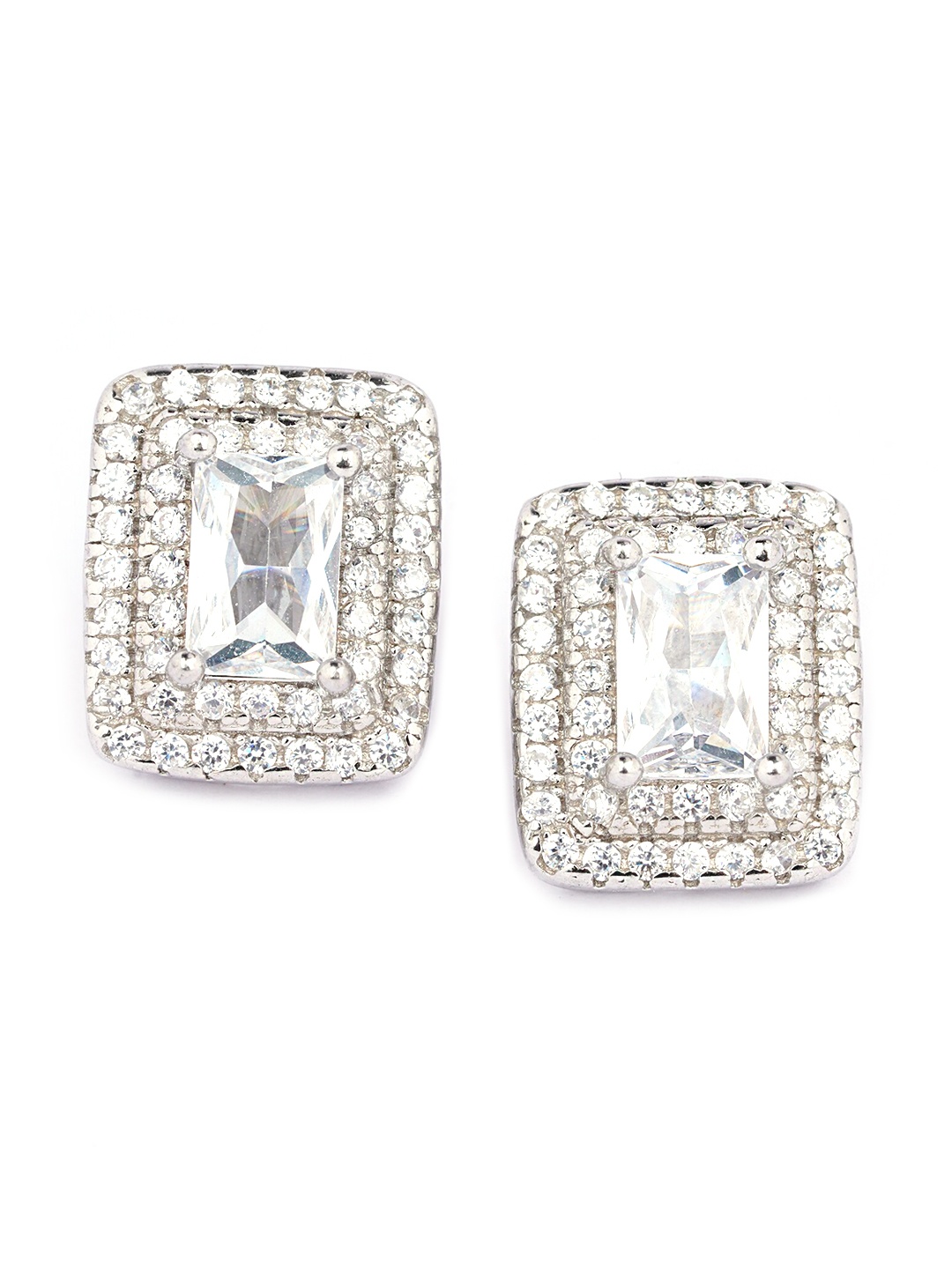 

925 SILLER 925 Pure Silver Single Solitaire Zircon Earrings