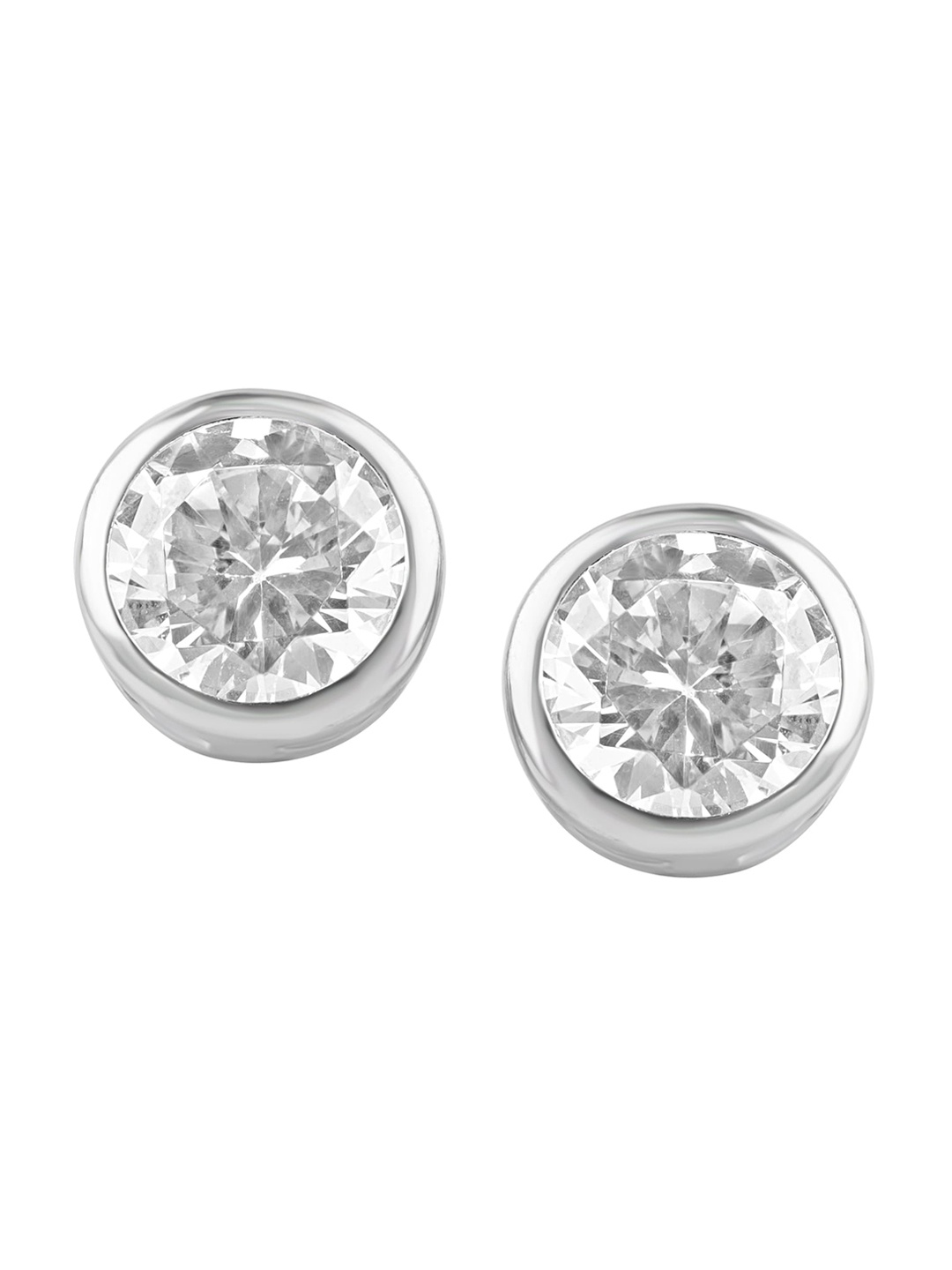 

925 SILLER 925 Sterling Silver Round Shape Elegant Studs