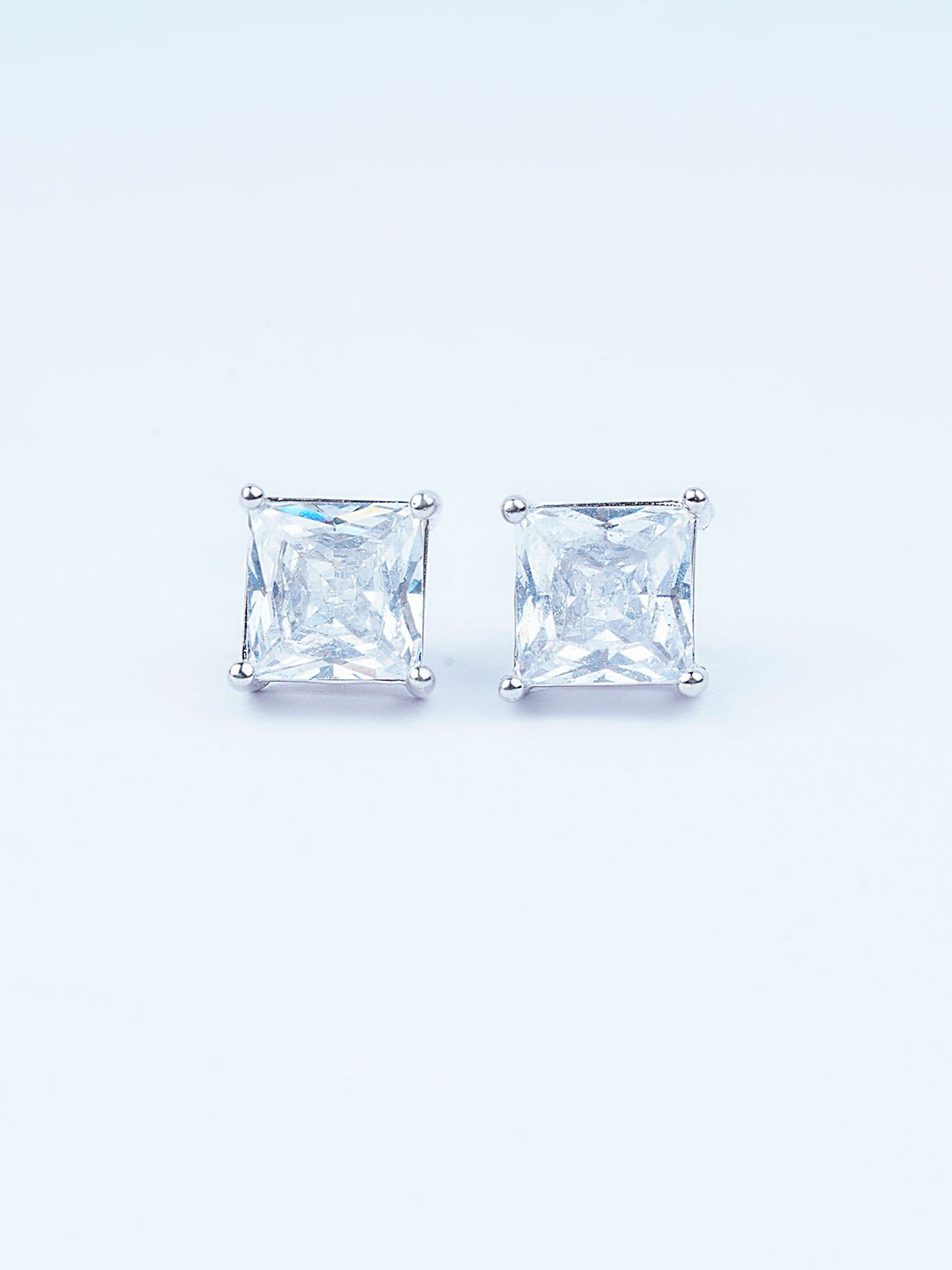 

925 SILLER 925 Pure Silver Square Shape Studs