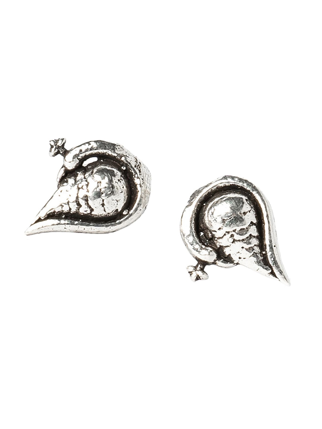 

925 SILLER Rhodium-Plated Contemporary Antique Studs Earrings, Silver