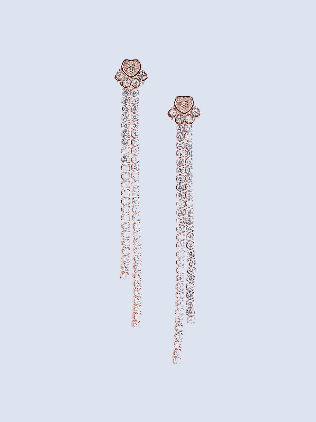 

925 SILLER 925 Pure Silver Rose Gold Threader Drop Dangers Earrings