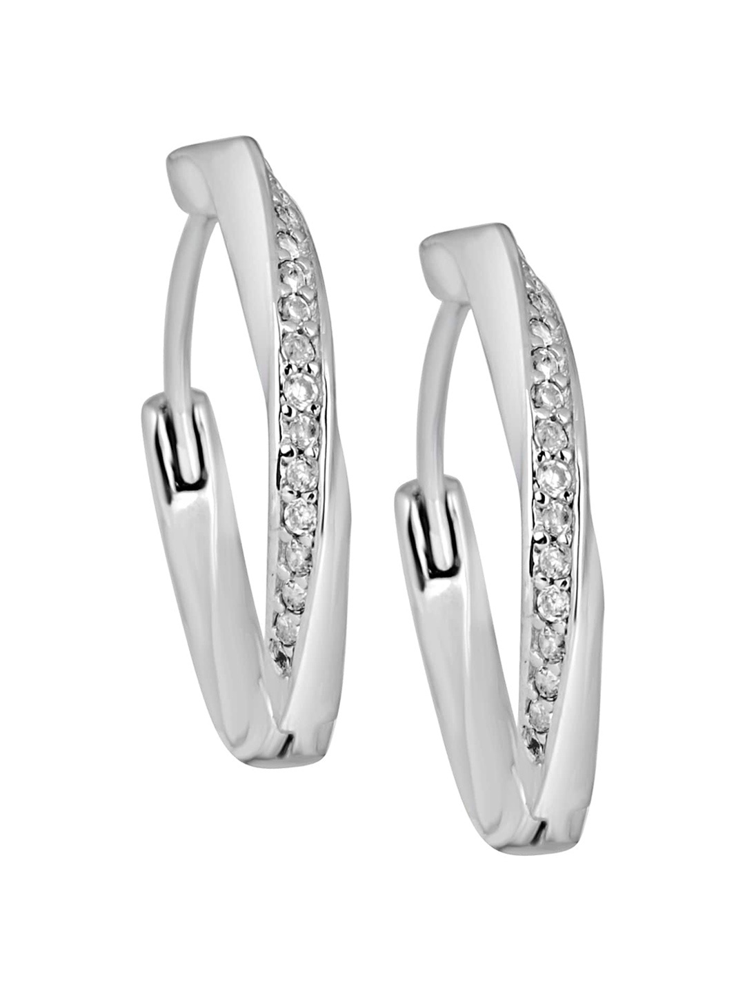 

925 SILLER Contemporary Sterling Silver Hoop Earrings