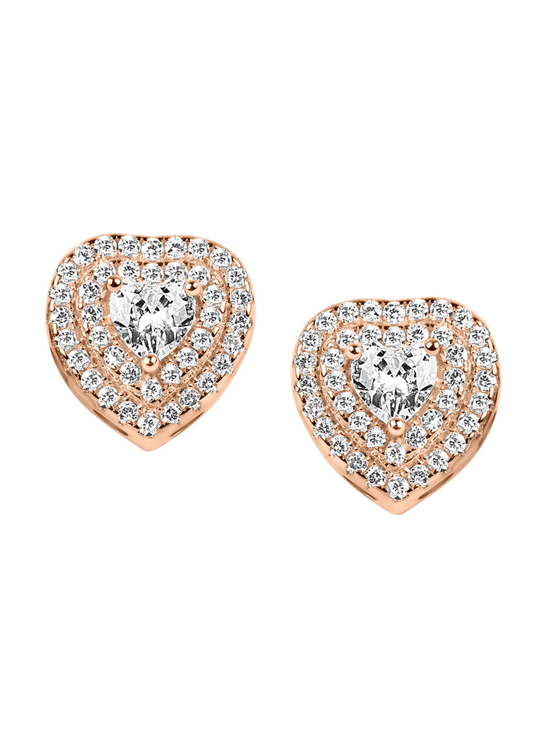 

925 SILLER Contemporary Sterling Silver Studs Earrings, Rose gold